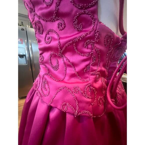 ROBERTA  90S PINK SATIN PRINCESS HEM FLOOR LENGTH CORSET BACK GOWN WOMENS  6 - Picture 12 of 12